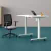 White Adjustable Standing Desk on Wheels