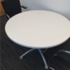 White Circular Catering Table with Silver Finish Central Base