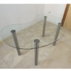Curved Glass Desk with Stainless Steel Legs