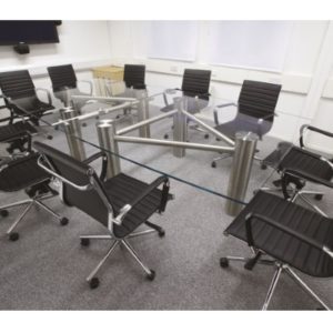 Barrel shaped Clear Glass Meeting Table