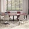 Form Meeting Tables in Grey Elm with Red leather inlay