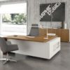 Taste Executive Desk walnut and white with support return unit