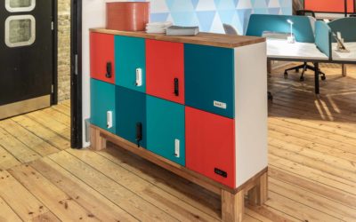 Colourful office lockers