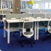 Stand Up Desks with white tops and frames