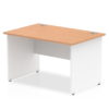 work from home desk with oak top and white leg frame