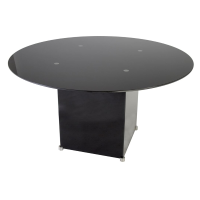Circular Meeting Table in Black Glass