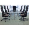 Glass Meeting Table with Black Leather Chairs