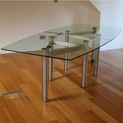 Clear Glass Boardroom Table with Chrome Legs