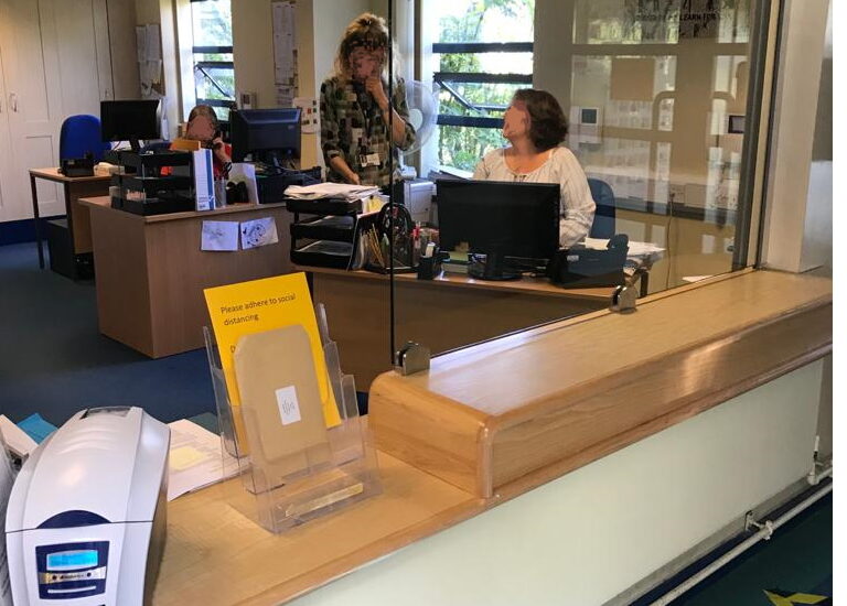 Barrier Screens on Reception Counter