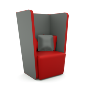 Single Seat Acoustic Sofa in Red & Grey Fabric