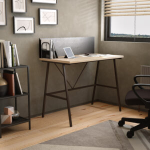 Small Home Desk in Oak Top and Brown Legs