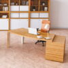 Curved Desk with Storage shown in Light Oak
