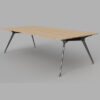 Modern Meeting Table with Oak Top and Cast Aluminium Frame