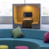 Citrine Coloured Wool fabric Acoustic Booth with Sofa Seating
